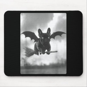 French Bulldog Witch Broom Bat Wings Spooky Mouse Mat