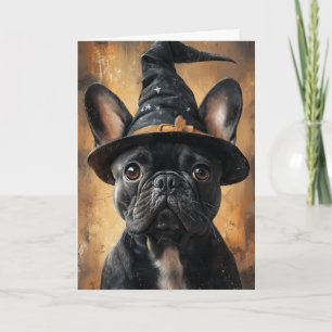 French Bulldog Witch Halloween Holiday Card