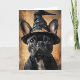 French Bulldog Witch Halloween Holiday Card