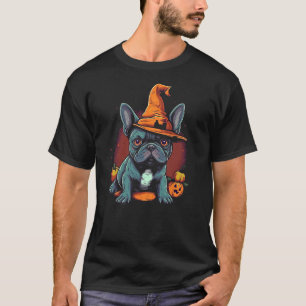 French Bulldog Witch Hat Halloween Costume Dog Lov T-Shirt