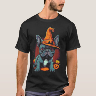 French Bulldog Witch Hat Halloween Costume Dog T-Shirt