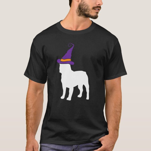French Bulldog Witch Hat Lazy Halloween Costume Cu T-Shirt (Front)