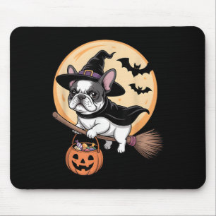 French Bulldog Witch Hat Pumpkin Halloween Costume Mouse Mat