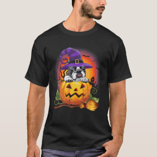 French Bulldog Witch Pumpkin Halloween Dog Lover T-Shirt