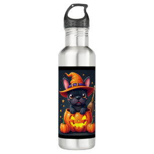 French Bulldog Witch Pumpkin Halloween Mens Womens 710 Ml Water Bottle