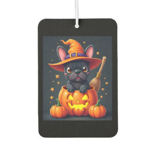 French Bulldog Witch Pumpkin Halloween Mens Womens Car Air Freshener