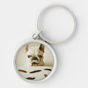 French Bulldog With A Moustache Key Ring