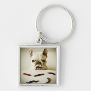 French Bulldog With A Moustache Key Ring