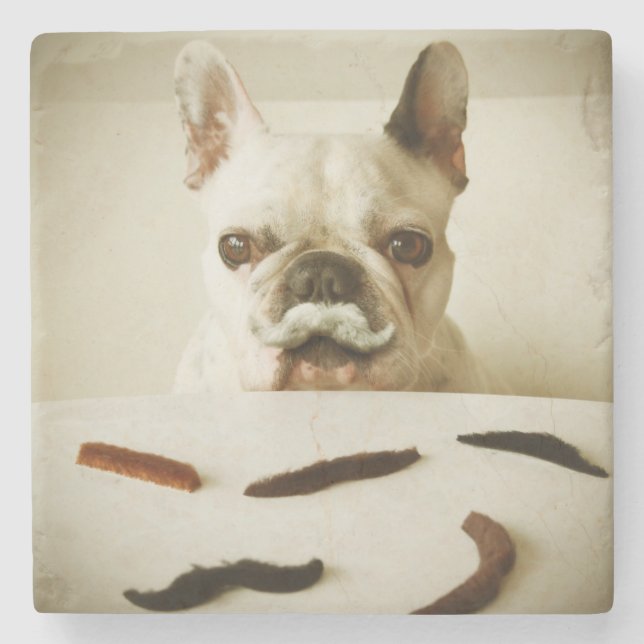 French Bulldog With A Moustache Stone Coaster (Front)