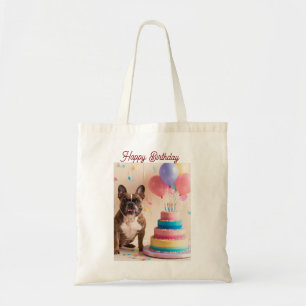French Bulldog with birthday cake Tote Bag
