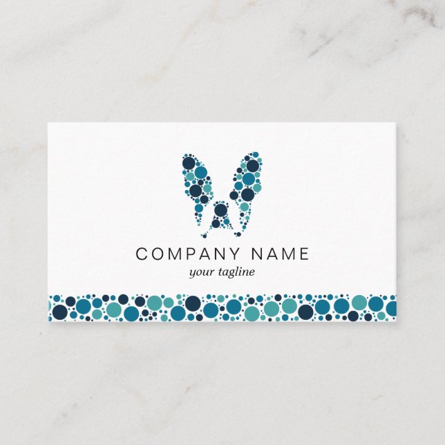 French Bulldog with Blue Circles Business Card (Front)