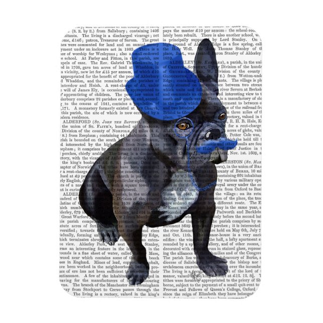 French Bulldog With Blue Top Hat and Moustache Magnet (Vertical)