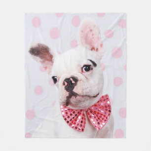 French Bulldog with Bow Tie Fleece Blanket