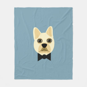 French Bulldog with bowtie blue Fleece Blanket