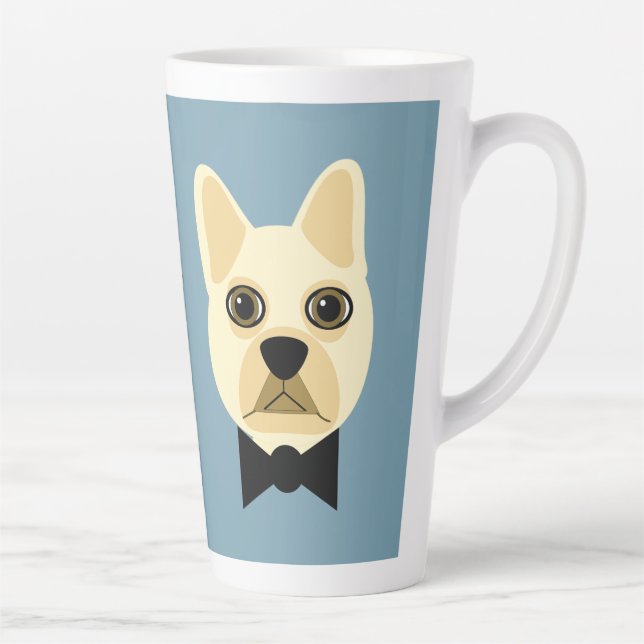 French Bulldog with bowtie blue Latte Mug (Right)