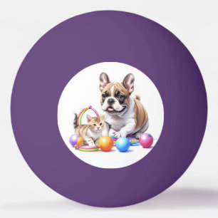 French Bulldog with cat Ping Pong Ball