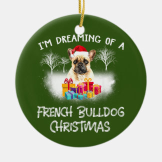 French Bulldog With Christmas Ceramic Tree Decoration