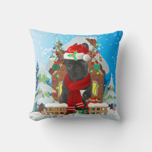 French Bulldog with Christmas gifts Cushion