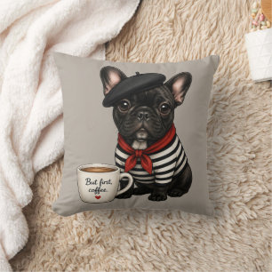 French Bulldog with coffee Cushion