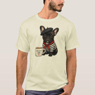 French Bulldog with coffee T-Shirt