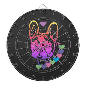 French bulldog with collar dartboard
