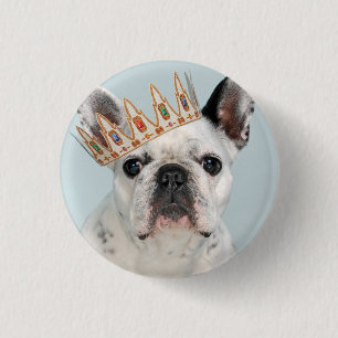 French Bulldog with Crown 3 Cm Round Badge
