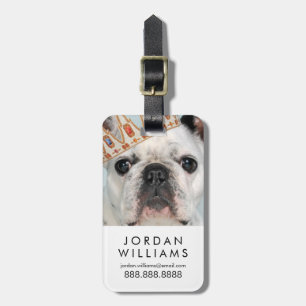 French Bulldog with Crown Luggage Tag