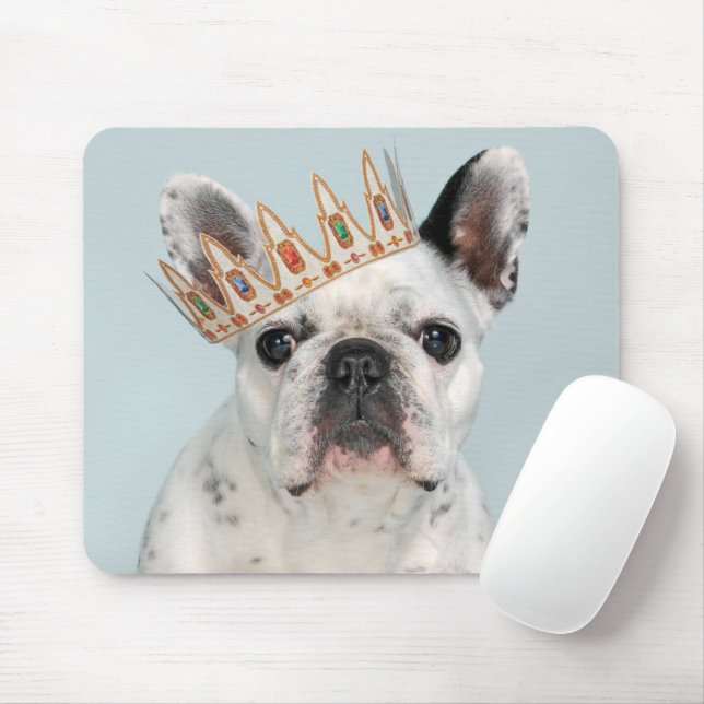 French Bulldog with Crown Mouse Mat (With Mouse)