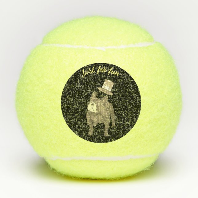 French bulldog with cylinder tennis balls (Front)