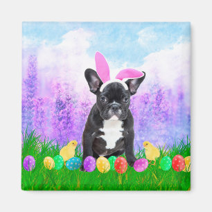 French Bulldog with Easter Eggs Bunny Chicks Magnet