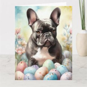French Bulldog with Easter Eggs Card