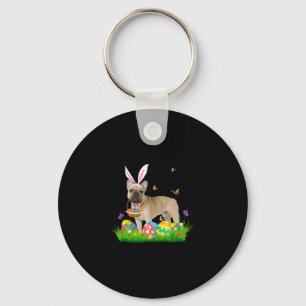 French Bulldog With Egg Basket Easter Hunting Egg  Key Ring