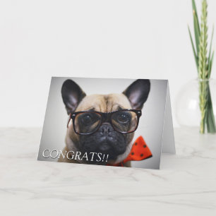 French Bulldog With Glasses And Bow Tie Card