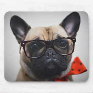 French Bulldog With Glasses And Bow Tie Mouse Mat
