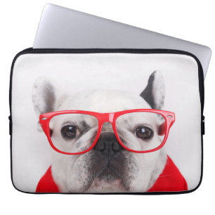 French Bulldog with Glasses and Shirt Laptop Sleeve