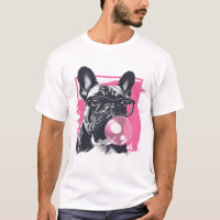 French Bulldog with glasses bubble gum