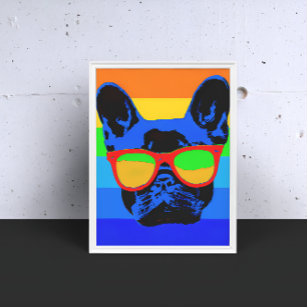 French bulldog with glasses Pop art style Poster