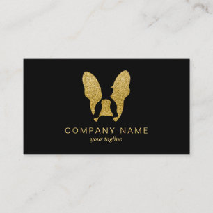 French Bulldog with Gold Glitter Business Card