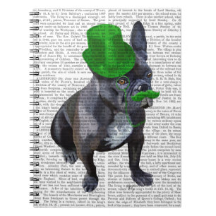 French Bulldog With Green Top Hat and Moustache Notebook