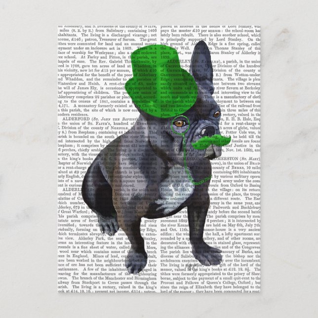 French Bulldog With Green Top Hat and Moustache Postcard (Front)