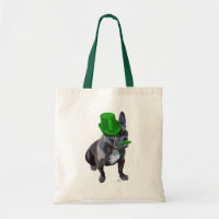 French Bulldog With Green Top Hat and Moustache