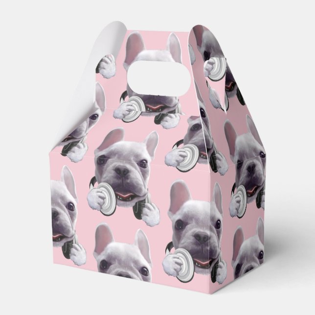 French Bulldog with Headphones Illustration Favour Box (Front Side)
