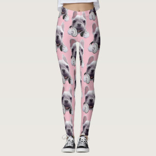 French Bulldog with Headphones Illustration Leggings