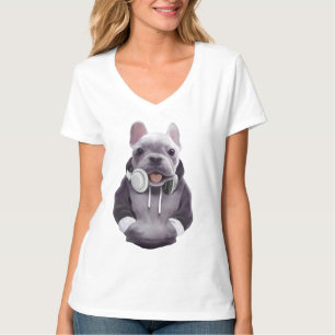 French Bulldog with Headphones Illustration T-Shirt