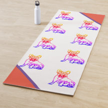 French bulldog with heart comic yoga mat