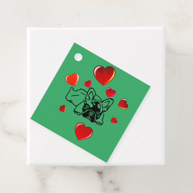French Bulldog with Heart Gift Tag (In Situ)