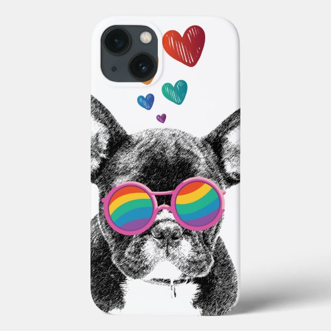 French Bulldog with Hearts Valentine's Day  Case-Mate iPhone Case (Back)