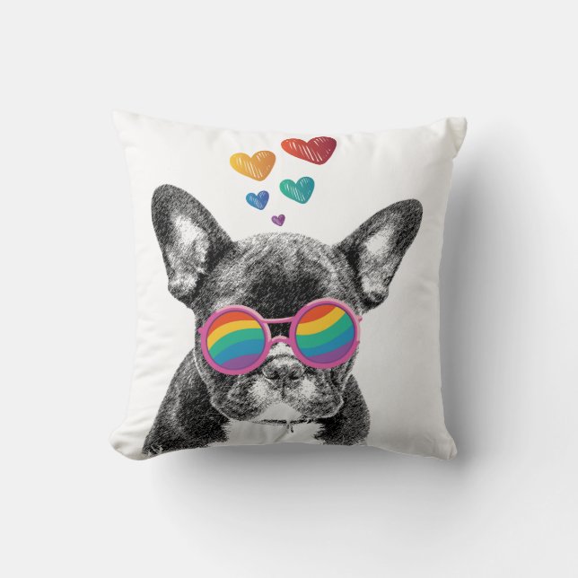 French Bulldog with Hearts Valentine's Day  Cushion (Front)
