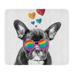French Bulldog with Hearts Valentine's Day Cutting Board