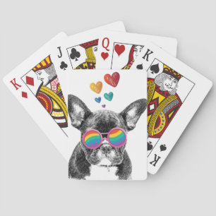 French Bulldog with Hearts Valentine's Day Playing Cards